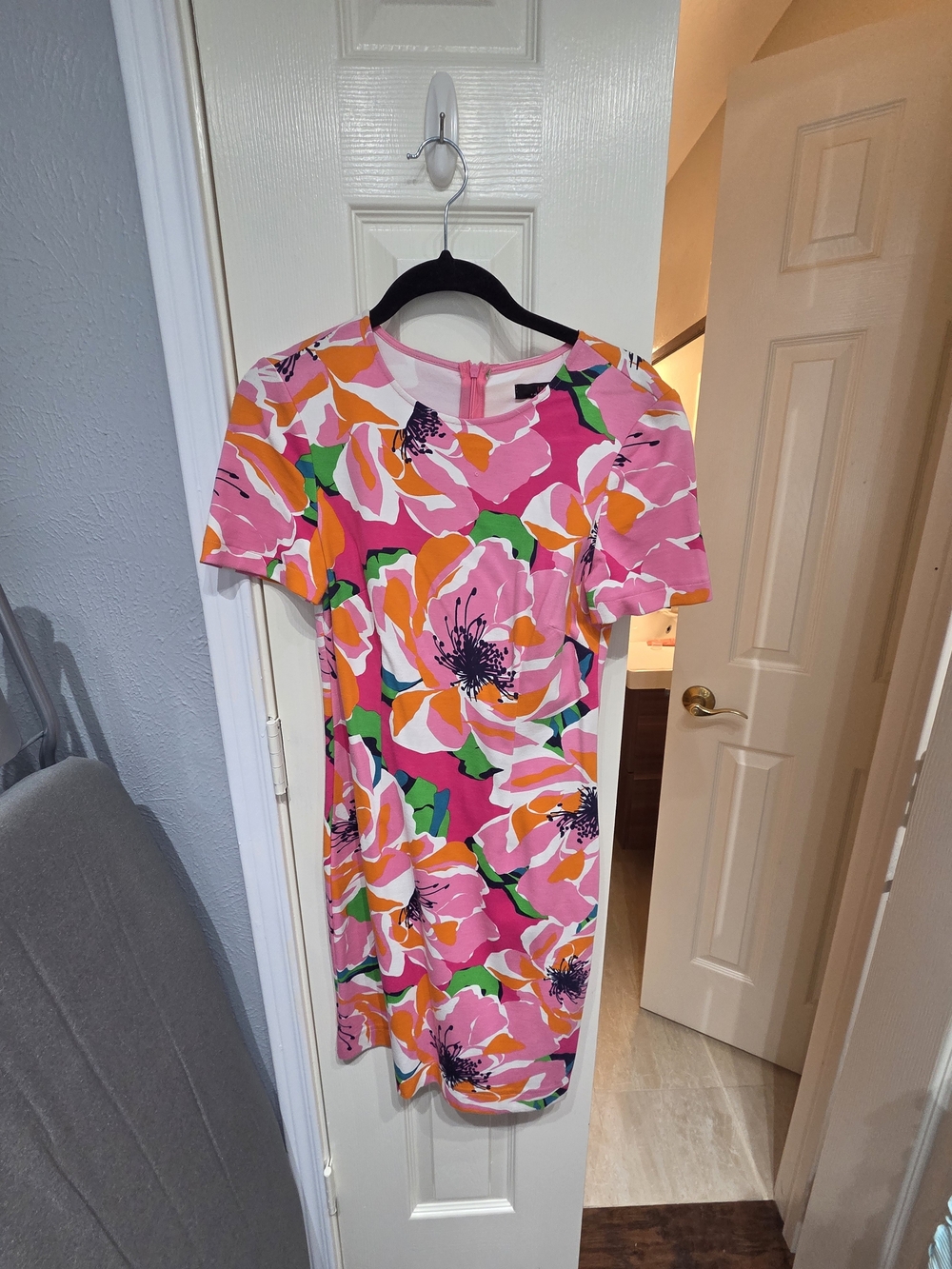 Bright Pink Floral Mini Dress with Short Sleeves Trina By Trina TURK